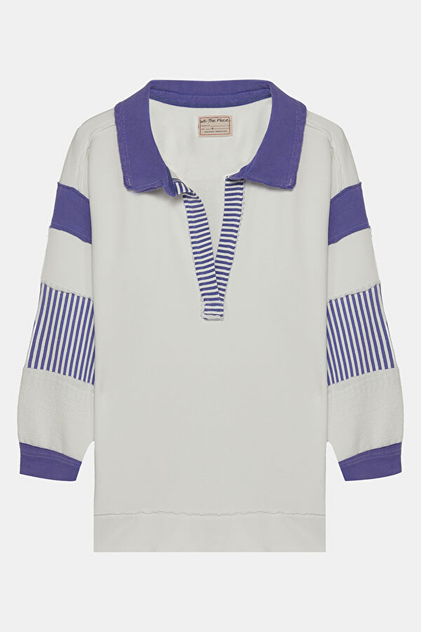 White Striped Long-Sleeved Women's Blouse