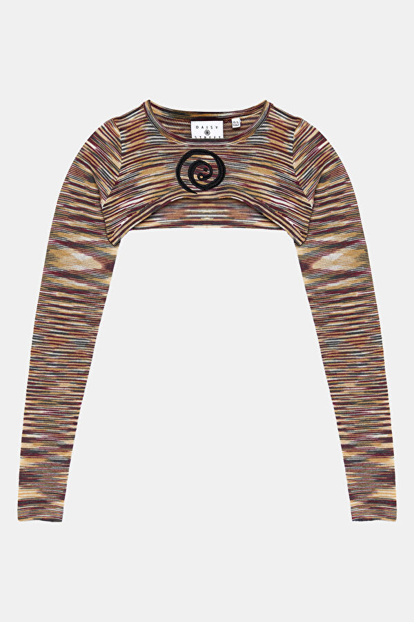 Dar Kalıp Kırmızı O Yaka Çizgili Desenli Kadın T-Shirt 3