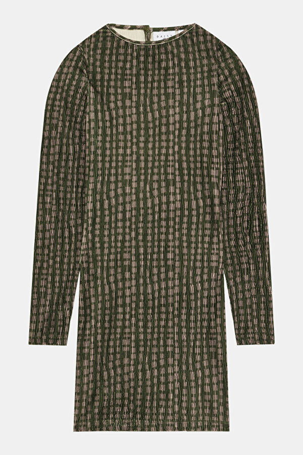 Close Fit Green Design Filled Basic / round neckline Dress 4