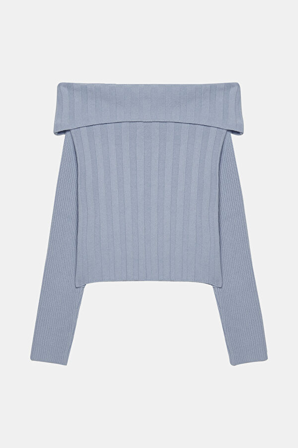 Blue Knit Women's Sweater 2