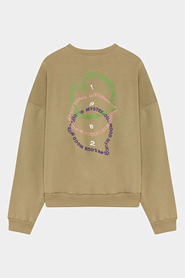 Bej Bisiklet Yaka Erkek Sweatshirt 2