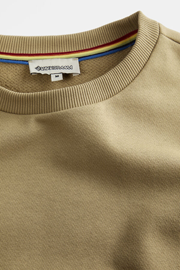 Bej Bisiklet Yaka Erkek Sweatshirt 3