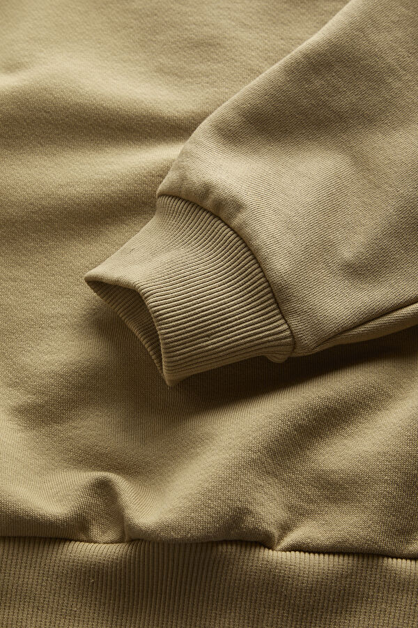 Bej Bisiklet Yaka Erkek Sweatshirt 4