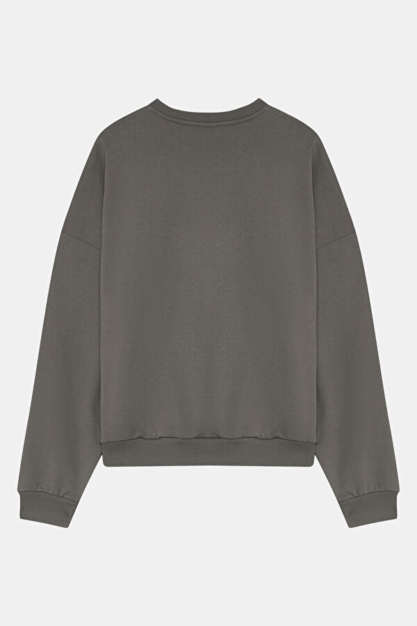 Koyu Gri Bisiklet Yaka Erkek Sweatshirt 2