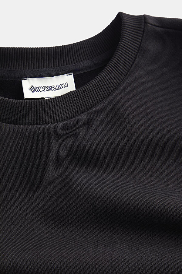 Siyah Bisiklet Yaka Erkek Sweatshirt 3