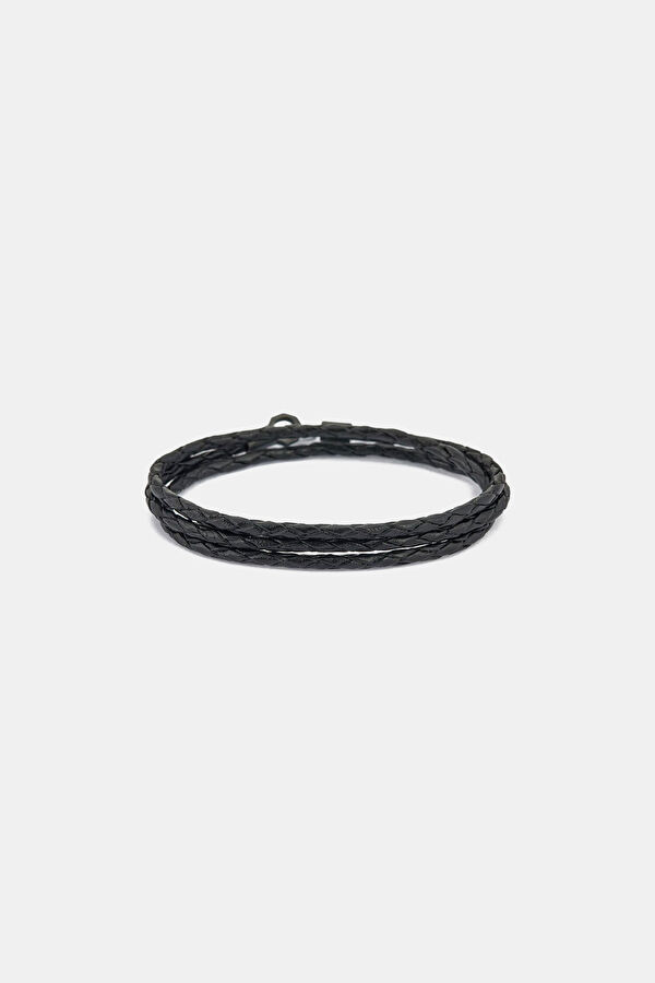 Oxidized Black Three-Layer Leather Bracelet 2