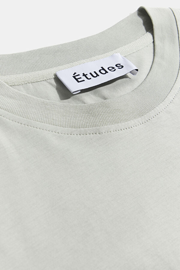 Oversize Gri Bisiklet Yaka Baskılı T-Shirt 3