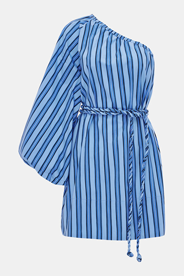 Blue Striped Mini Dress for Women