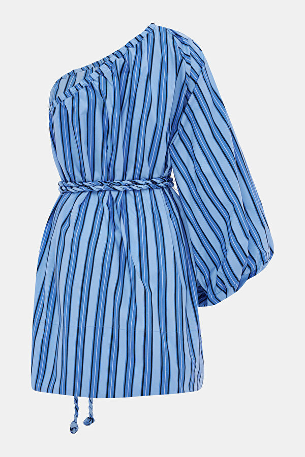 Blue Striped Mini Dress for Women 2