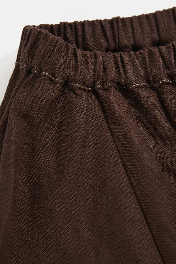 Brown Long-Sleeve Linen Women's Blouse 3
