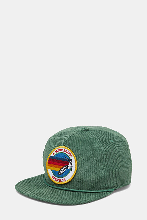Dark Green Printed Hat
