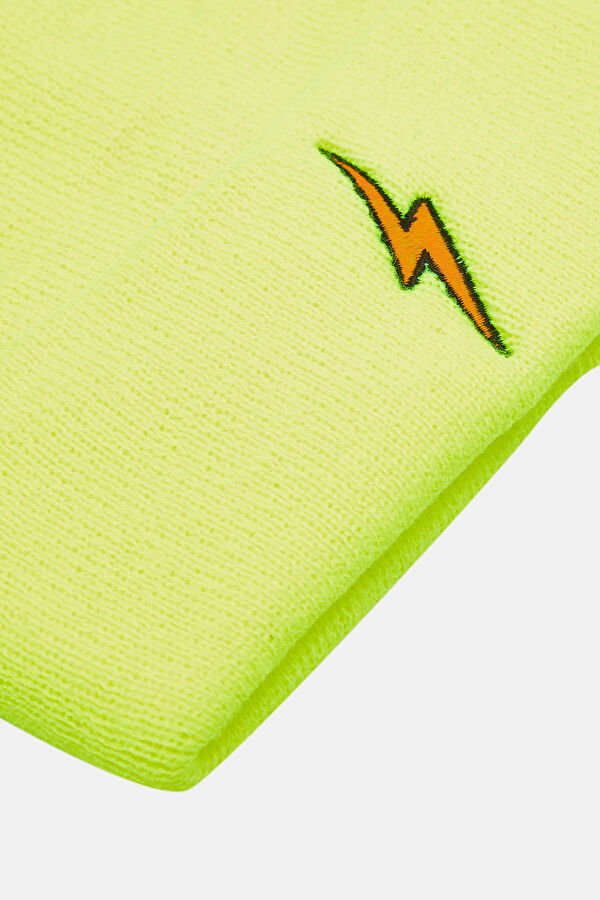 Neon Yellow Printed Beanie 3