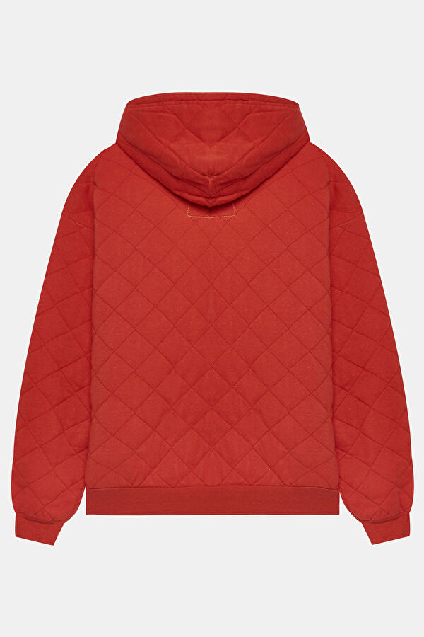 Kırmızı Oversize Kapuşonlu Sweatshirt 2