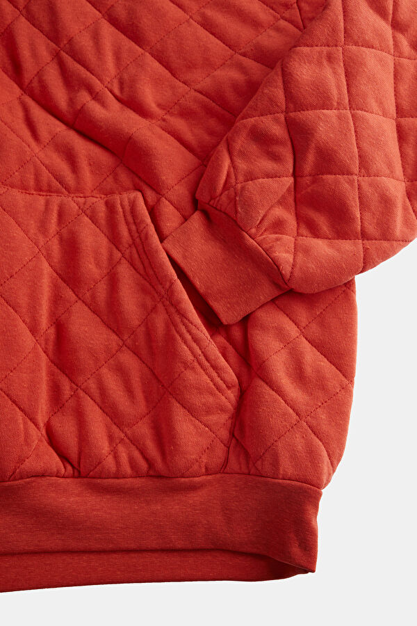 Kırmızı Oversize Kapuşonlu Sweatshirt 4