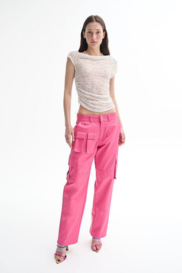 Relax Fit Pink Straight Leg Women's Trousers