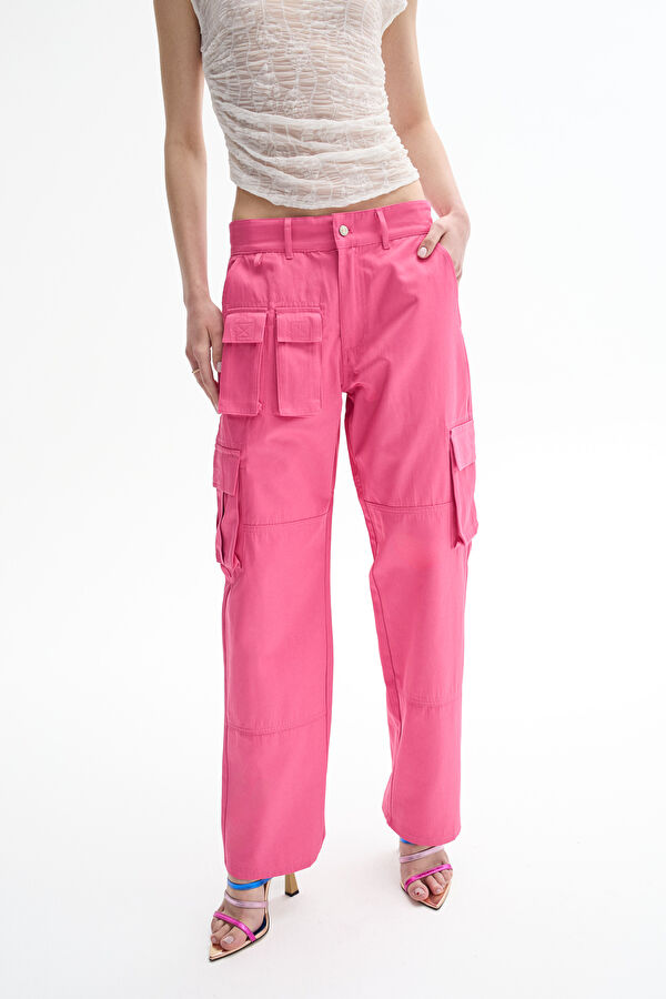 Relax Fit Pink Straight Leg Women's Trousers 2