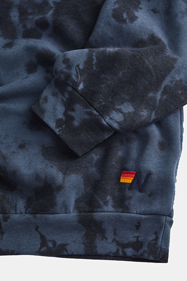 Oversize Navy Blue Design Filled Bicycle Collar Sweatshirt 4