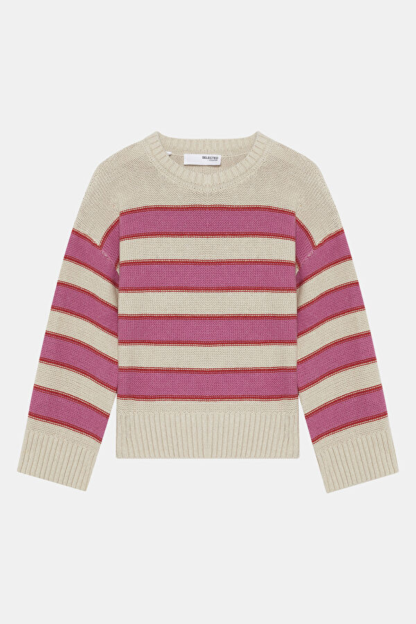 Women's Sweater with Off-White Striped Pattern