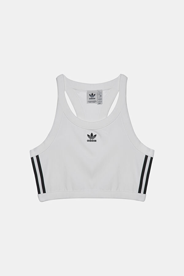 Dar Kalıp Beyaz O Yaka Çizgili Desenli T-Shirt