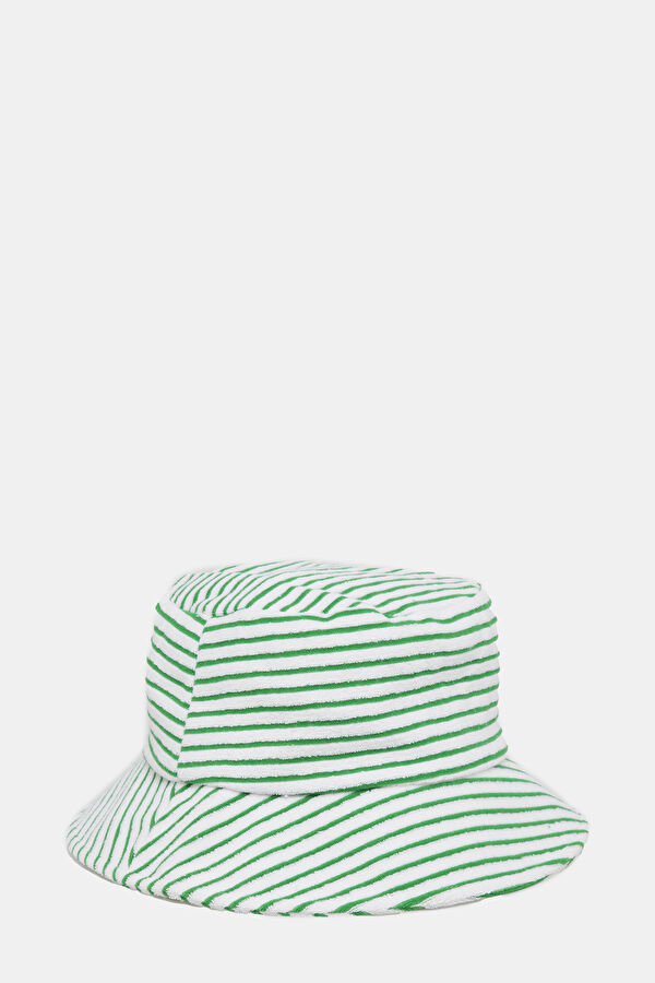 Green Striped Patterned Hat