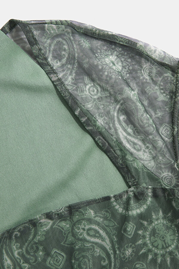 Green Patterned Midi Women's Dress 3