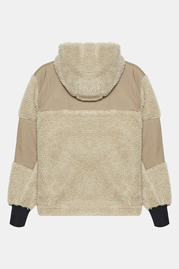 Beige Design Filled Hoodie Coat 2