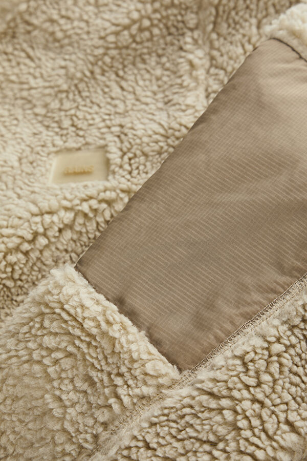 Beige Design Filled Hoodie Coat 5