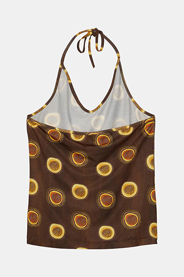 Colorful Patterned Halter Neck Women's Blouse 2