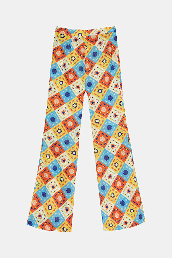 Slim Fit, Multicolored Wide Leg Women's Trousers 2