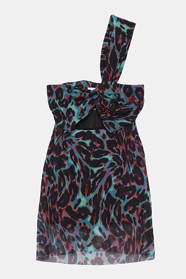 Colorful Patterned Mini Women's Dress