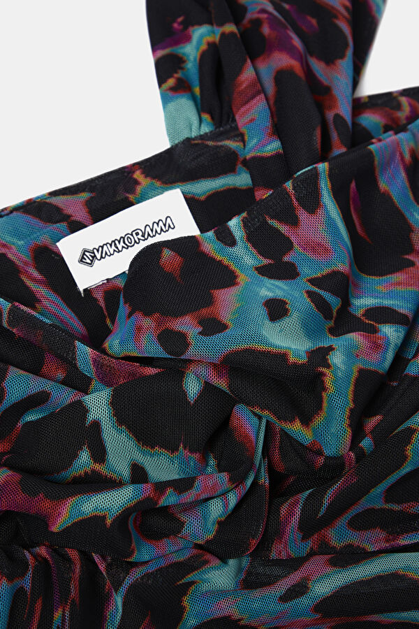 Colorful Patterned Mini Women's Dress 3
