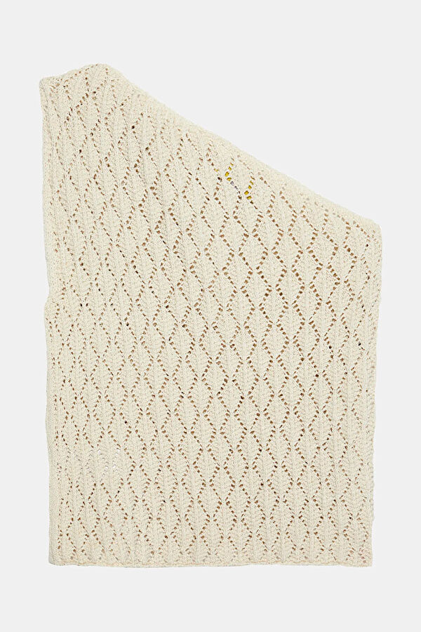 Beige Patterned One-Shoulder Women's Blouse 2