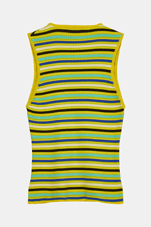 Green Striped Patterned Strappy Women's Blouse 2