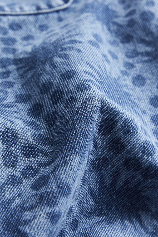 Blue Patterned Denim Women's Jumpsuit 4