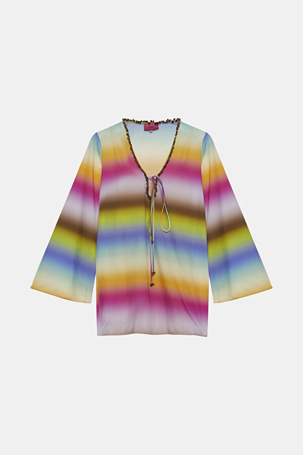 Colorful Gradient Pattern Short Women's Dress