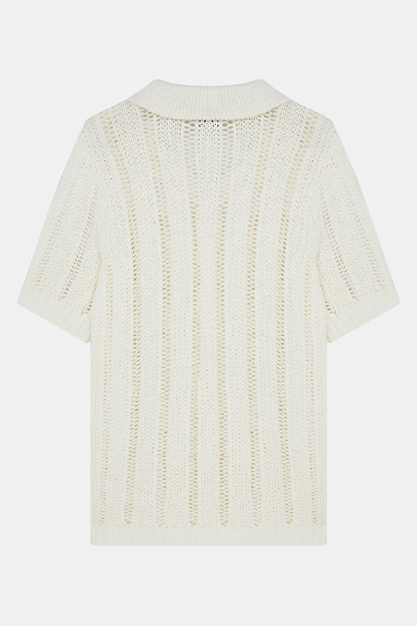 Off-white polo collar knitted pattern men's T-shirt 2