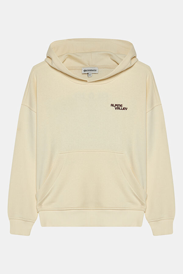 Bej Bisiklet Yaka Sweatshirt