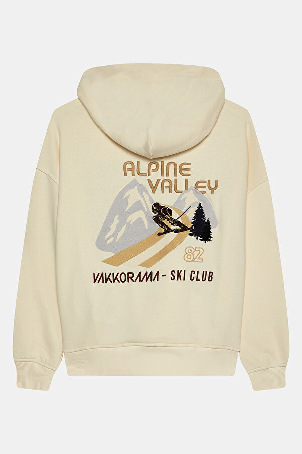 Bej Bisiklet Yaka Sweatshirt 2