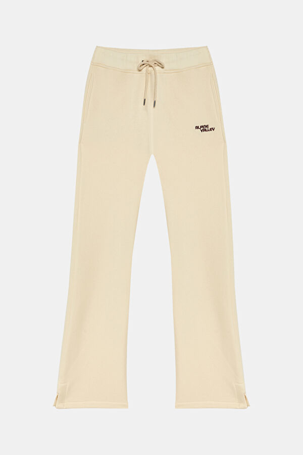 Beige Straight Leg Sport Women's Trousers