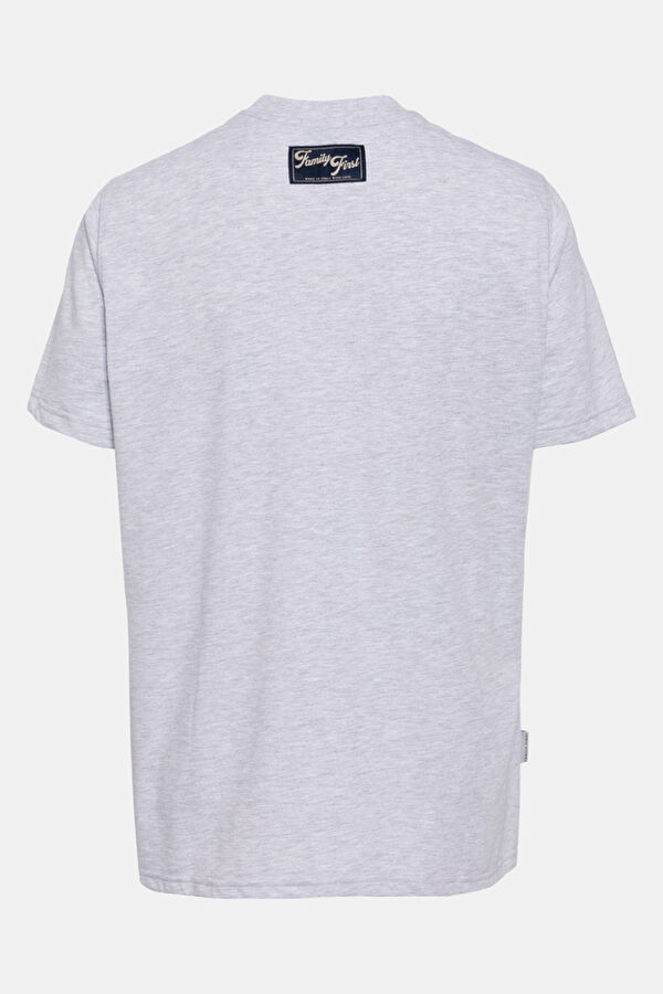 Bisiklet Yaka Baskılı Gri T-Shirt 2