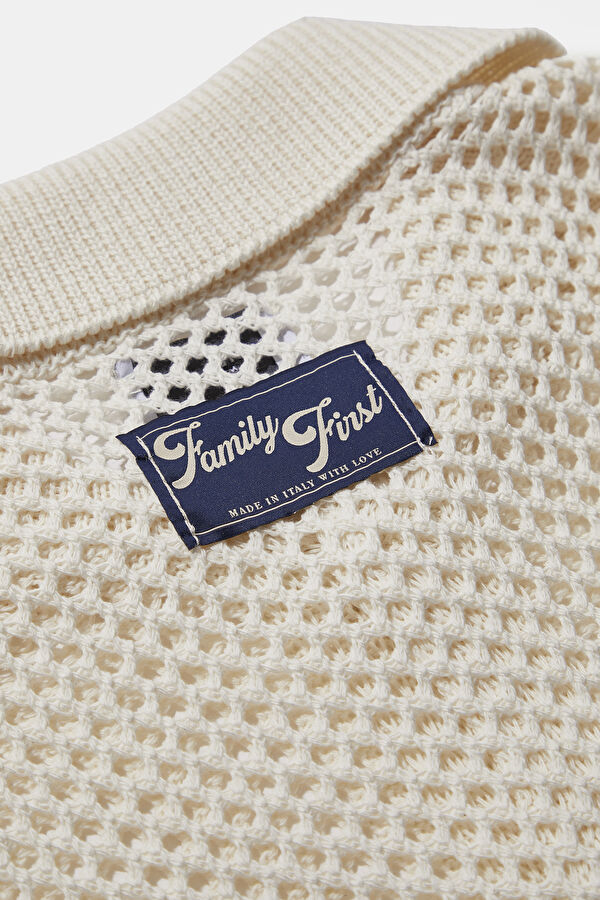 Relax Fit Cream Knitted Pattern Men's Shirt 7