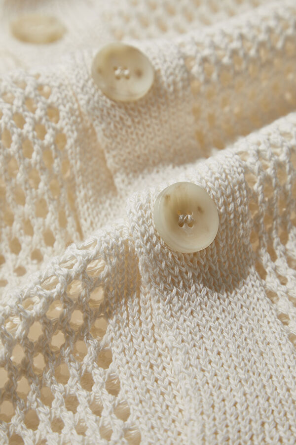 Relax Fit Cream Knitted Pattern Men's Shirt 8