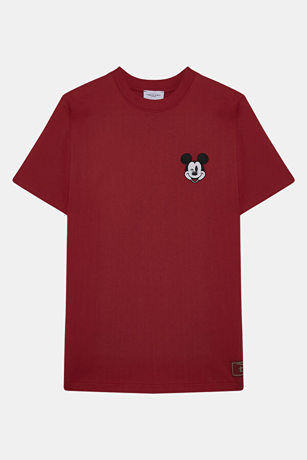 Kırmızı Bisiklet Yaka Nakışlı T-Shirt 4