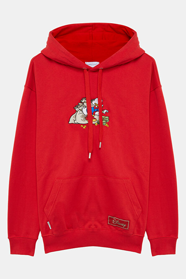 Kırmızı Kapüşonlu Sweatshirt