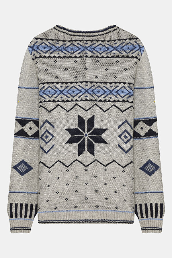 Multicolored Knitted Pattern Viscose/Wool Men's Sweater 2