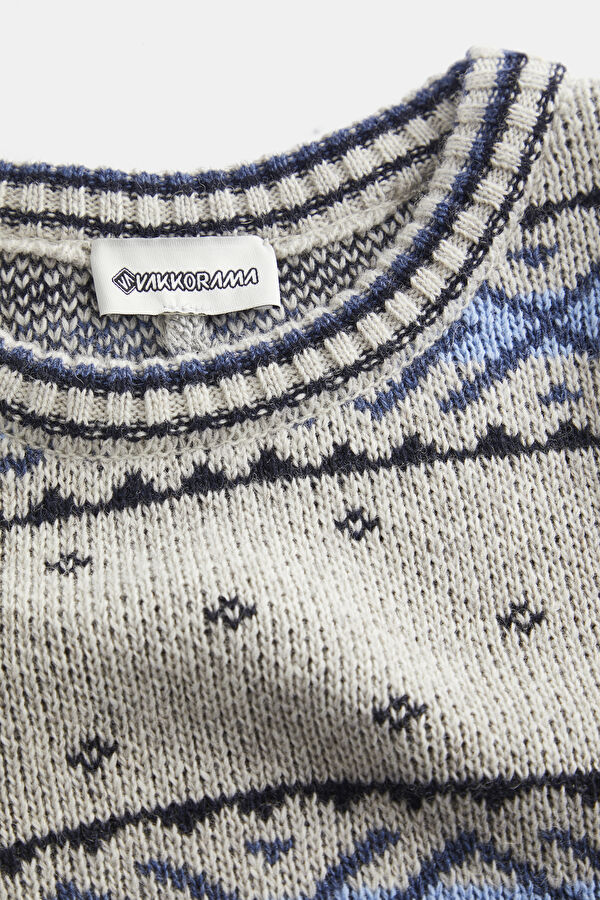 Multicolored Knitted Pattern Viscose/Wool Men's Sweater 3