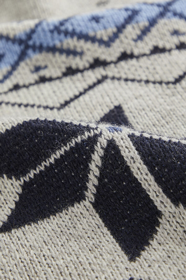 Multicolored Knitted Pattern Viscose/Wool Men's Sweater 5