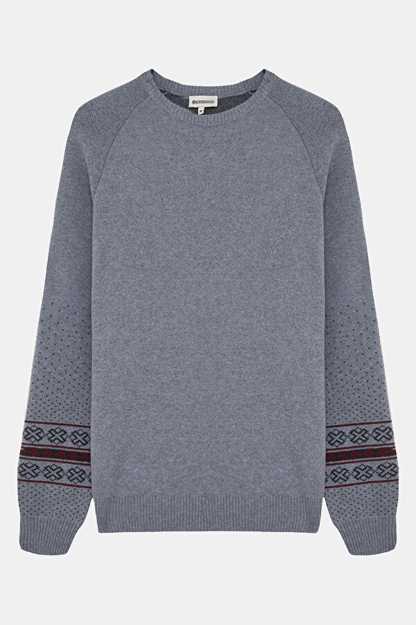 Multicolored Knitted Pattern Viscose/Wool Men's Sweater
