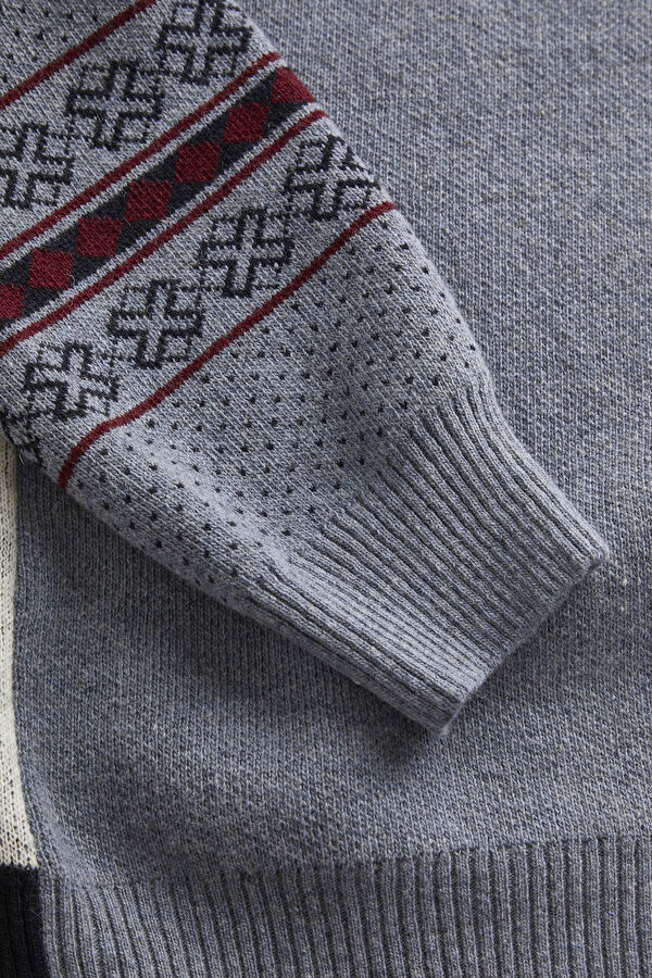 Multicolored Knitted Pattern Viscose/Wool Men's Sweater 4
