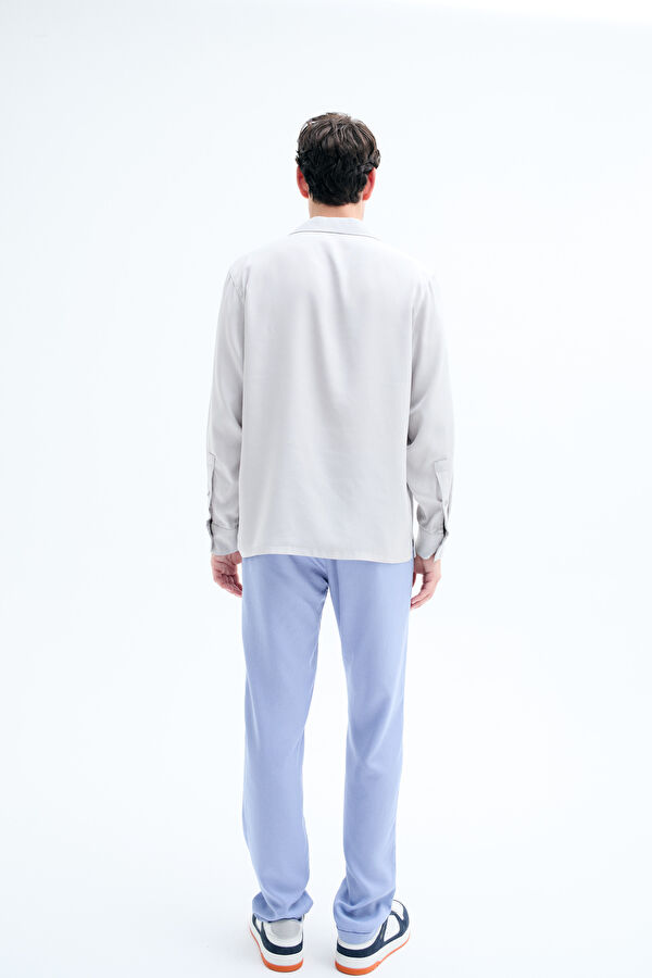 Blue Straight Leg Lyocell Men's Trousers 2
